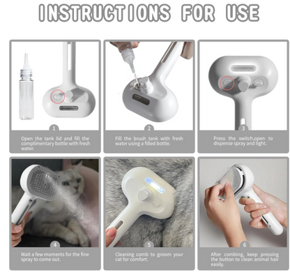 Pet Grooming & Deshedding Spray Brush